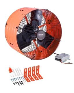 Oromzatra szerelhető ventilátor, 16 hüvelykes padlásra való elszívó ventilátor állítható termosztáttal és külső hálóval, 2940 CFM házszellőztető akár 4200 négyzetláb hűtésére, csendes szellőzés tetőre, garázsba és üzletbe, élénk narancssárga - miniatúra 2