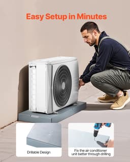 Mini Split Pad, 9000-36000BTU légcsatorna nélküli klíma hőszivattyús rendszerekhez, 960x460x74 mm Műanyag kültéri kondenzátor berendezés Rezgéscsillapító betétek hőszivattyús rendszerhez, Max. terhelés 181kg - miniatúra 8