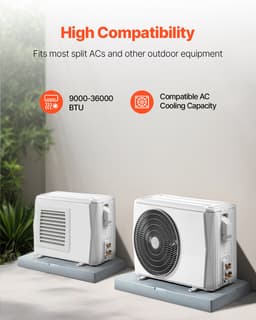 Mini Split Pad, 9000-36000BTU légcsatorna nélküli klíma hőszivattyús rendszerekhez, 960x460x74 mm Műanyag kültéri kondenzátor berendezés Rezgéscsillapító betétek hőszivattyús rendszerhez, Max. terhelés 181kg - miniatúra 9