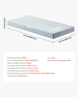 Mini Split Pad, 9000-36000BTU légcsatorna nélküli klíma hőszivattyús rendszerekhez, 960x460x74 mm Műanyag kültéri kondenzátor berendezés Rezgéscsillapító betétek hőszivattyús rendszerhez, Max. terhelés 181kg - miniatúra 11