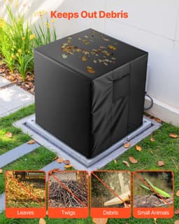 Klímaburkolat, 812 x 812 x 914 mm Klímaburkolat klímaberendezéshez, háromrétegű, vízálló poliészter szövet, hálós szellőzés, univerzális védőburkolat kültéri klímaberendezéshez, fekete - miniatúra 8