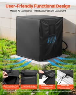 Klímaburkolat, 762 x 762 x 810 mm Klímaburkolat klímaberendezéshez, háromrétegű, vízálló poliészter szövet, hálós szellőzés, univerzális védőburkolat kültéri klímaberendezéshez, fekete - miniatúra 9
