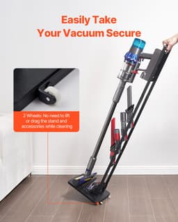 Porszívóállvány, Kompatibilis a Dyson V6 V7 V8 V10 V11 V15 készülékekkel, Stabil porszívóállvány tartó kerekekkel Dyson DC30 DC31 DC34 DC35 DC58 DC59 DC62 D74 akkus porszívókhoz és tartozékokhoz - miniatúra 7