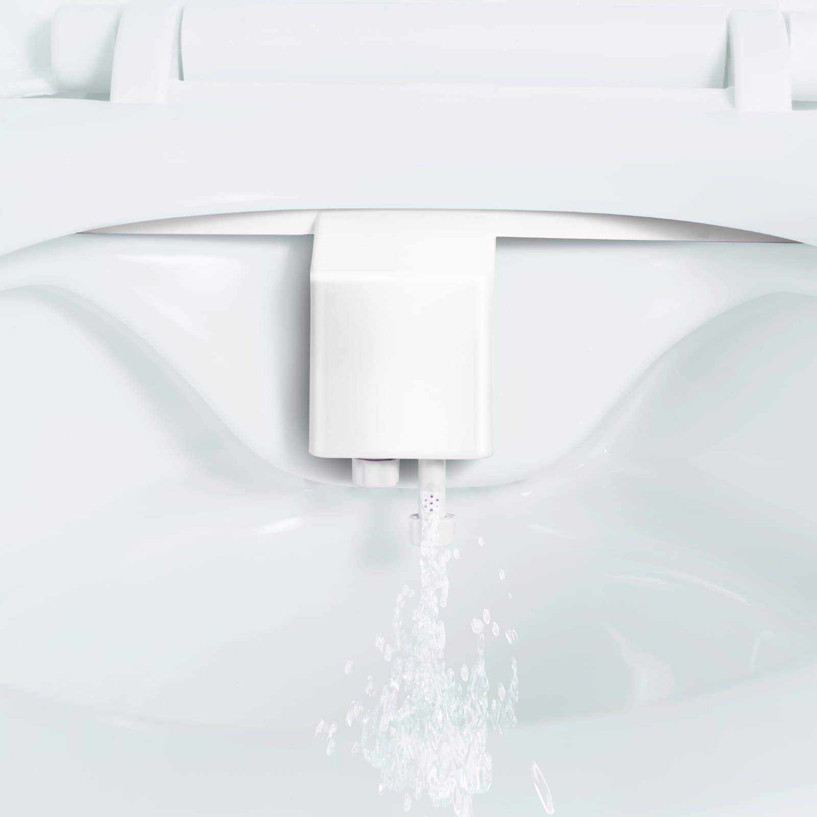 Bidé tartozék WC-hez, Nem elektromos bidé tartozék WC-ülőkéhez - Kettős behúzható fúvókák, Állítható hidegvíz-nyomás, Rozsdamentes acél bemenet, Ideális hátulról és női mosáshoz, Fehér