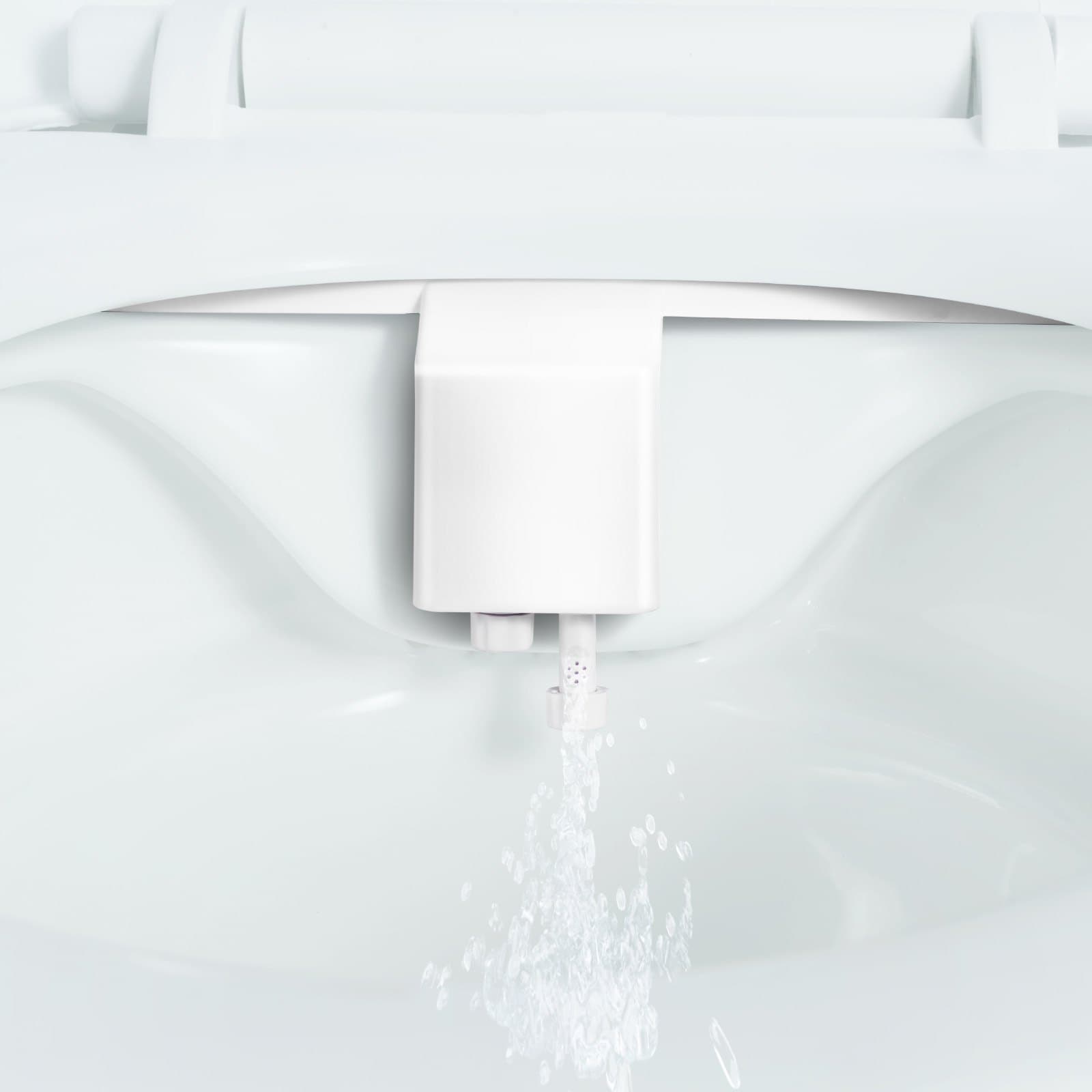 Bidé tartozék WC-hez, Nem elektromos bidé tartozék WC-ülőkéhez - Kettős behúzható fúvókák, Állítható víznyomás, Könnyen felszerelhető hidegvizes permetező hátulsó női mosáshoz, Fehér