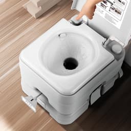 Hordozható kemping WC hordtáskával, lakókocsi WC 3,2 gallonos szennyvíztartállyal, nyomógombos nyomású öblítésű WC, szivárgásmentes és szagtalan utazó WC felnőtteknek, gyerekeknek, kempingautóknak - miniatúra 1
