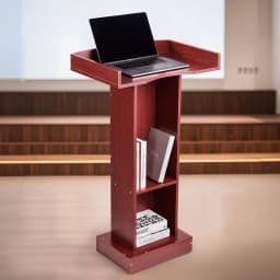 Dobogóállvány, 1040 mm-es fa pulpitus, laptopasztal széles olvasófelülettel és tárolópolccal, élütközővel, elegáns dizájn, padlón álló, tantermekbe, konferenciákra, templomba és prezentációkra - miniatúra 1