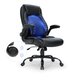 Vezetői irodai szék élvonalbeli állítható deréktámasszal, magas háttámlával, PU bőr irodai szék, ergonomikus hátfájásra, párnázott, felhajtható karokkal - miniatúra 2