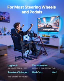 Versenykormány-állvány, állítható és összecsukható szimulátorállvány Logitech G923 G920 G29 G27, Thrustmaster T300RS TX F458 T500RS T3PA-PRO(F1/GT) gamer pilótafülkéhez, pedálszimulátor NEM tartozék - miniatúra 6
