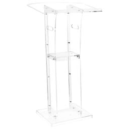 Pódiumállvány, 1100 mm-es akril pulpitus, hordozható laptopasztal széles olvasófelülettel és tárolópolccal, könyvtartóval, álló, tantermekbe, esküvőkre, konferenciákra, előadásokra és koncertekre - miniatúra 12