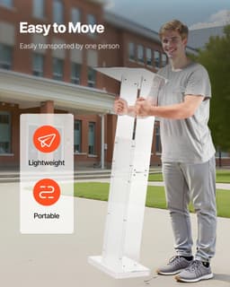 Pódiumállvány, 1265 mm-es akril pulpitus, hordozható laptopasztal széles olvasófelülettel és tárolópolccal, könyvtartóval, álló, tantermekbe, esküvőkre, konferenciákra, előadásokra és koncertekre - miniatúra 10