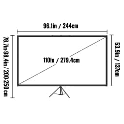 Háromlábú projektorvászon állvánnyal, 110 hüvelykes, 16:9 arányú, 4K HD vetítővászon állvány, gyűrődésmentes, állítható magasságú, hordozható vászon projektorhoz, beltéri és kültéri használatra, filmekhez, házimozihoz, játékhoz, irodába - miniatúra 1