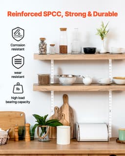 Polc Pilaszter, 60 hüvelykes, 5 darabos csomag, kétsávos, függőleges fali polcrendszer, nagy teherbírású tartórendszer, kétréses polcsínek, 25 csavar, szekrény-rendszerezéshez alkalmas, ezüst - miniatúra 9