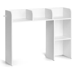 Asztali könyvespolc, 2-szintes asztali tárolórendszerező, 37,2" x 9,5" x 28,9" irodai tárolóállvány, fa display polc, asztali könyvespolc-tartó csúszásgátló lábbetétekkel, irodába, otthonra és kollégiumi helyiségekbe, fehér - miniatúra 4