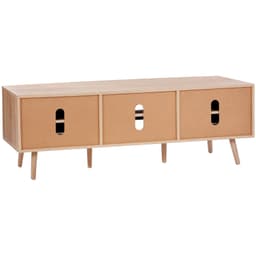 Rattan TV-állvány 65"-os (165,1 cm-es) TV-hez, bohém TV-állvány beépített aljzattal, tölgyfa - miniatúra 5