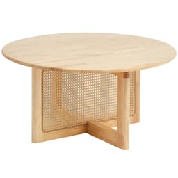 Rattan dohányzóasztal, kerek rattan szőtt fa dohányzóasztal gumifa tetejjel, 33 hüvelykes modern bohém kör alakú tárolós dohányzóasztal természetes fa lábakkal, nappaliba, hálószobába és kis helyiségekbe - miniatúra 12