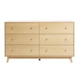 6 fiókos komód, tolóajtós, billenésgátlóval ellátott, modern minimalista komód, gardróbszekrény-rendszerező nappaliba, előszobába, hálószobába, előszobába, világos fa - miniatúra 3