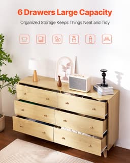 6 fiókos komód, tolóajtós, billenésgátlóval ellátott, modern minimalista komód, gardróbszekrény-rendszerező nappaliba, előszobába, hálószobába, előszobába, világos fa - miniatúra 8