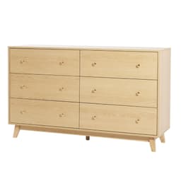 6 fiókos komód, tolóajtós, billenésgátlóval ellátott, modern minimalista komód, gardróbszekrény-rendszerező nappaliba, előszobába, hálószobába, előszobába, világos fa - miniatúra 12