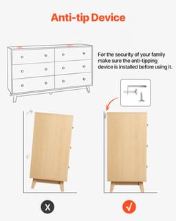 6 fiókos komód, tolóajtós, billenésgátlóval ellátott, modern minimalista komód, gardróbszekrény-rendszerező nappaliba, előszobába, hálószobába, előszobába, világos fa - miniatúra 11