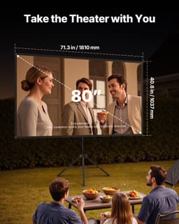 Projektorvászon állvánnyal, 80 hüvelykes, 160°-os széles látószögű beltéri és kültéri vetítővászon, 16:9 4K HD gyűrődésmentes, hordozható, állványos vászon hordtáskával, filmekhez, házimozihoz, irodai prezentációkhoz - miniatúra 6