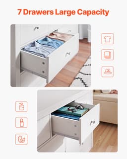 7 fiókos komód, tolóajtós, billenésgátlóval ellátott, modern minimalista komód, gardróbszekrény-rendszerező nappaliba, előszobába, hálószobába, előszobába, világos fa - miniatúra 8