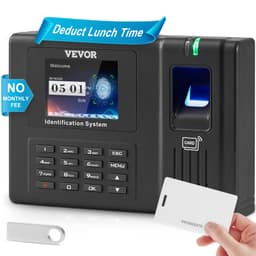 Időóra, alkalmazotti jelenlét-ellenőrző gép ujjlenyomattal, RFID-vel és PIN-kóddal egyben, önálló biometrikus óra a gépben alkalmazottak számára kisvállalkozásoknak 5 RFID-kártyával és havi díj nélkül - miniatúra 2