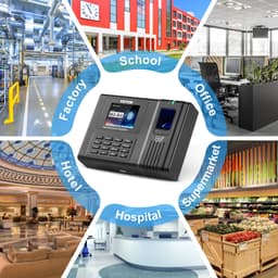 Időóra, alkalmazotti jelenlét-ellenőrző gép ujjlenyomattal, RFID-vel és PIN-kóddal egyben, önálló biometrikus óra a gépben alkalmazottak számára kisvállalkozásoknak 5 RFID-kártyával és havi díj nélkül - miniatúra 10