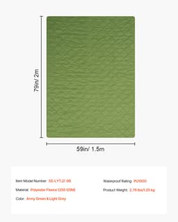 Kempingtakaró 2,08 mx 1,4 m (82" x 55") Meleg stadiontakaró 330GSM Kültéri Utazáshoz - miniatúra 11