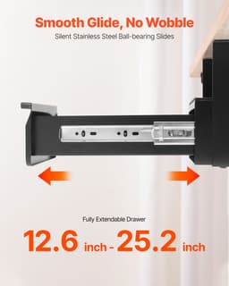 33 cm széles, kihúzható fiók az asztal alatt, asztal alá szerelhető, kihúzható fióktartozék, rejtett asztali tárolórendszerező, zárható, asztal alatti ceruzafiók álló munkaállomáshoz, 35x33x18 cm - miniatúra 9