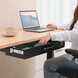 22" széles, kihúzható fiókos íróasztaltartó, asztal alá szerelhető, kihúzható fiókos kiegészítő, rejtett asztali tárolórendszerező, asztal alatti ceruzafiók irodai otthoni ülő-álló munkaállomáshoz, 25x9x3 hüvelyk - miniatúra 1
