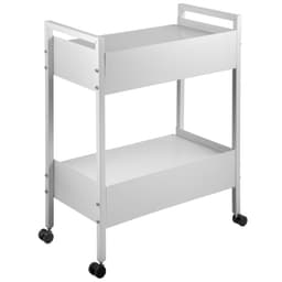 Laborkocsi, 2 szintes, rozsdamentes acél, orvosi kocsi, 2 fiókos, guruló laborkocsi, fehérre festett tálalókocsi 360°-os görgőkkel, laboratóriumi, kórházi, fogászati, szalon-, szépségszalon- és egyéb felhasználásra - miniatúra 4