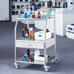 Laboratóriumi tálalókocsi, 3 rétegű rozsdamentes acél guruló kocsi, orvosi kocsi fiókkal, fogászati kocsi zárható kerekekkel, laboratóriumi, kórházi, fogászati használatra - miniatúra 1
