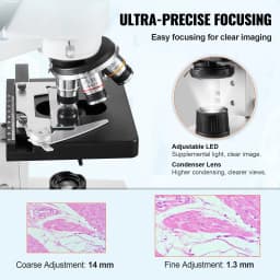 Összetett trinokuláris mikroszkóp 40X-2500 nagyítású laboratóriumi mikroszkóp LED megvilágítással és külső interfész - miniatúra 7
