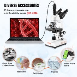 Összetett trinokuláris mikroszkóp 40X-2500 nagyítású laboratóriumi mikroszkóp LED megvilágítással és külső interfész - miniatúra 9