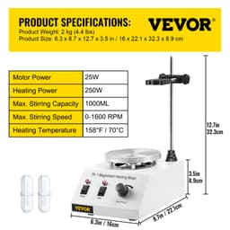 Laboratóriumi mágneses keverő, melegítőlap, 1 literes, sebességszabályozós mágneses keverő, 25 W - miniatúra 11