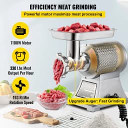 8500 W-os, ipari rozsdamentes acél, 204,1 kg-os húsdaráló, vágópengés tányér, kolbásztöltő - miniatúra 7