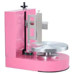 Tortadíszítő gép, tortakrém-kenésű gép, halk tortafazógép, forgótányér állítható kaparóval, 4"-12"-os tortához, 25-320 fordulat/perc forgási sebesség, rózsaszín - miniatúra 3