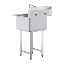 Rozsdamentes acél előkészítő és háztartási mosogató, 1 rekeszes, szabadon álló, kis mosogató, csapteleppel és lábakkal, 533,4 x 1041 mm, kereskedelmi, egymedencés mosogatók garázsba, éttermekbe, konyhába, mosókonyhába - miniatúra 4