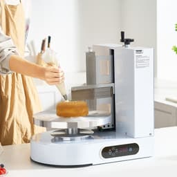 Tortadíszítő gép, tortakrém-kenésű gép, halk tortamázsírozó gép, forgótányér állítható kaparóval, 4"-12"-os tortához, 25-320 fordulat/perc forgási sebesség, fehér - miniatúra 1