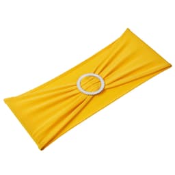 Stretch spandex székszárnyak, székhuzat és rugalmas székszárny kerek csattal, rugalmas székszalagok, esküvőre, ünnepekre, bankettre, parti székdekorációhoz (100 db aranysárga) - miniatúra 4