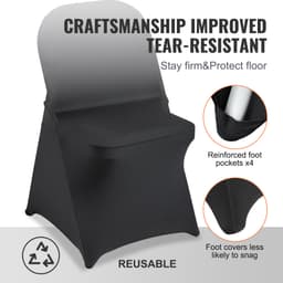 Stretch Spandex összecsukható székhuzatok, univerzálisan illeszkedő székhuzat, kivehető, mosható védőhuzatok, esküvőre, ünnepségre, bankettre, partira, ünnepségre, étkezésre (30 db fekete) - miniatúra 9