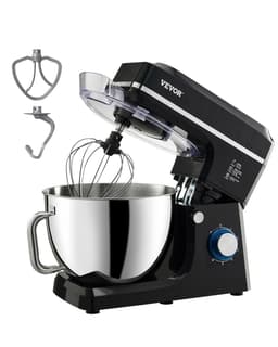 Álló mixer, 8.3QT tésztakeverő, 1400W 6+P sebességfokozatú dönthető fejű ételmixer rozsdamentes acél tállal, dagasztóhoroggal, habverővel, lapos keverővel, kaparóval, háztartási álló mixer sütéshez és keveréshez, fekete - miniatúra 2