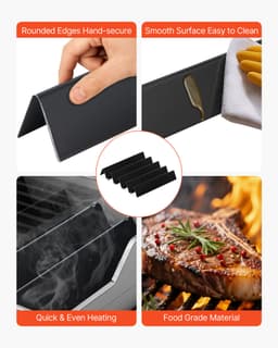 Ízesítő rudak, 39 cm-es grillsütő alkatrész, Weber Spirit I és II 300 sorozatú grillsütőkhöz, Spirit E-310, ll S-310, ll E-320 készülékekkel, Porcelán zománcozott acél vastagabb fűtőlap, 5 darabos csomag - miniatúra 9