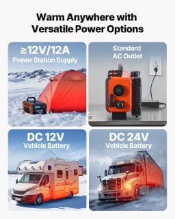 Dízel fűtőberendezés, 8 kW, DC 12V/24V, hordozható dízel légfűtő távirányítóval és LCD kijelzővel, gyors fűtés, alacsony zajszint, 4,5 literes üzemanyagtartály teherautókhoz, furgonokhoz, lakókocsikhoz, lakókocsikhoz és garázsokhoz - miniatúra 9