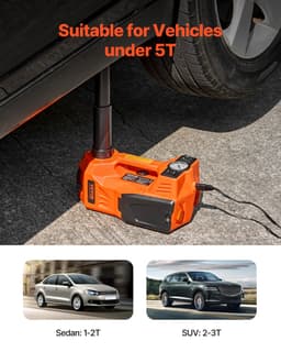 Elektromos autóemelő, 5 tonna / 11000 font, Elektromos ollós emelő beépített pumpával, 12 V-os állítható kerékcsere Biztonságos kalapáccsal és LED lámpával, Hordozható emelőkészlet szedánhoz, terepjáróhoz, teherautóhoz - miniatúra 7