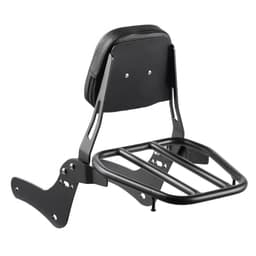 Motorkerékpár háttámla ülőrúd csomagtartóval, kompatibilis a Honda Rebel CMX 1100 2021-2022 modellel, 445 mm magas, levehető utasoldali háttámla, fém váz és bőr hátsó párnázás, fekete - miniatúra 3