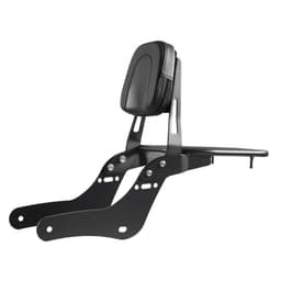 Motorkerékpár háttámla ülőrúd csomagtartóval, kompatibilis a Honda Rebel CMX 1100 2021-2022 modellel, 445 mm magas, levehető utasoldali háttámla, fém váz és bőr hátsó párnázás, fekete - miniatúra 4