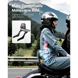 Motorkerékpár háttámla ülőrúd csomagtartóval, kompatibilis a Honda Rebel CMX 1100 2021-2022 modellel, 445 mm magas, levehető utasoldali háttámla, fém váz és bőr hátsó párnázás, fekete - miniatúra 6