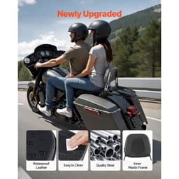 Motorkerékpár háttámla ülőrúd csomagtartóval, kompatibilis a Honda Rebel CMX 1100 2021-2022 modellel, 445 mm magas, levehető utasoldali háttámla, fém váz és bőr hátsó párnázás, fekete - miniatúra 8